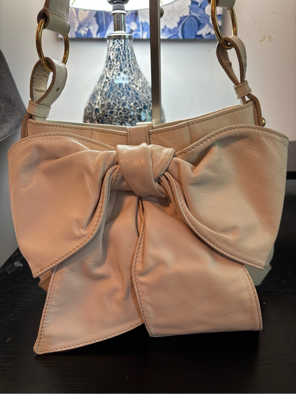 Vintage YSL Yves Saint Laurent Rive Gauche Leather Sac Bow Bag - Cream/Beige